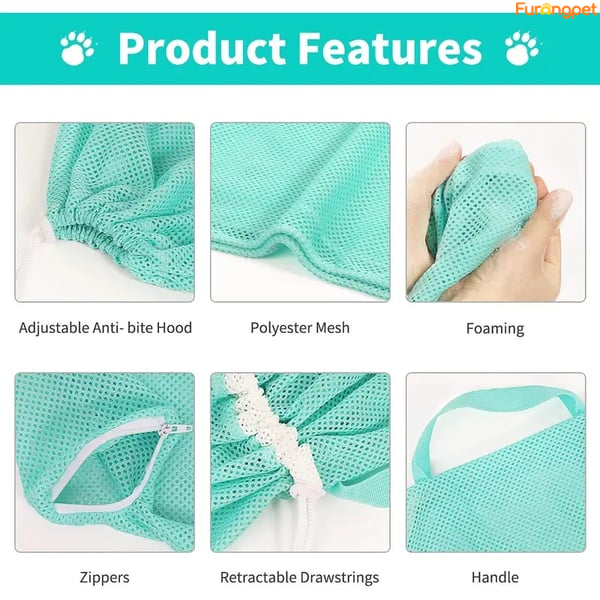 Cat Bathing Grooming Bag Set of 2