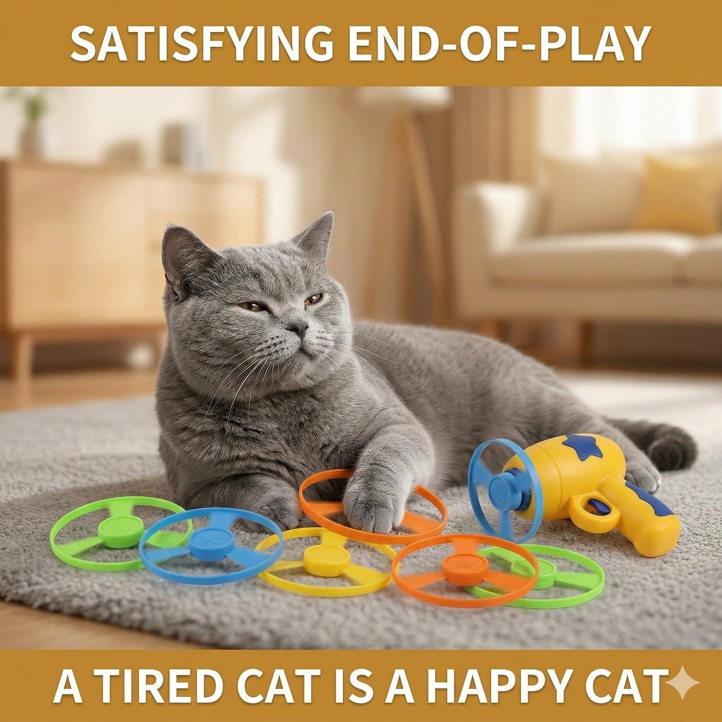 Furongpet™ 6 Pcs Cat Fetch Toy Set with Launcher Gun & Flying Disc