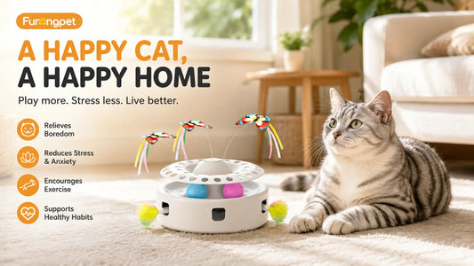 Happy relaxed indoor cat after interactive play session.