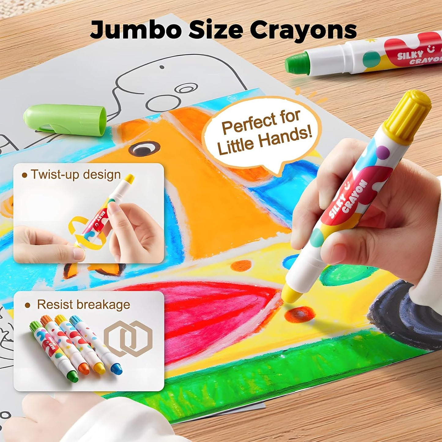 Kids Mess-Free Twist Crayons | Non-Toxic Washable Easy-Grip Art Supplies