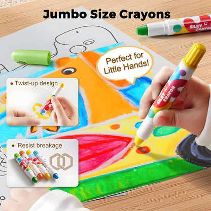 Kids Mess-Free Twist Crayons | Non-Toxic Washable Easy-Grip Art Supplies
