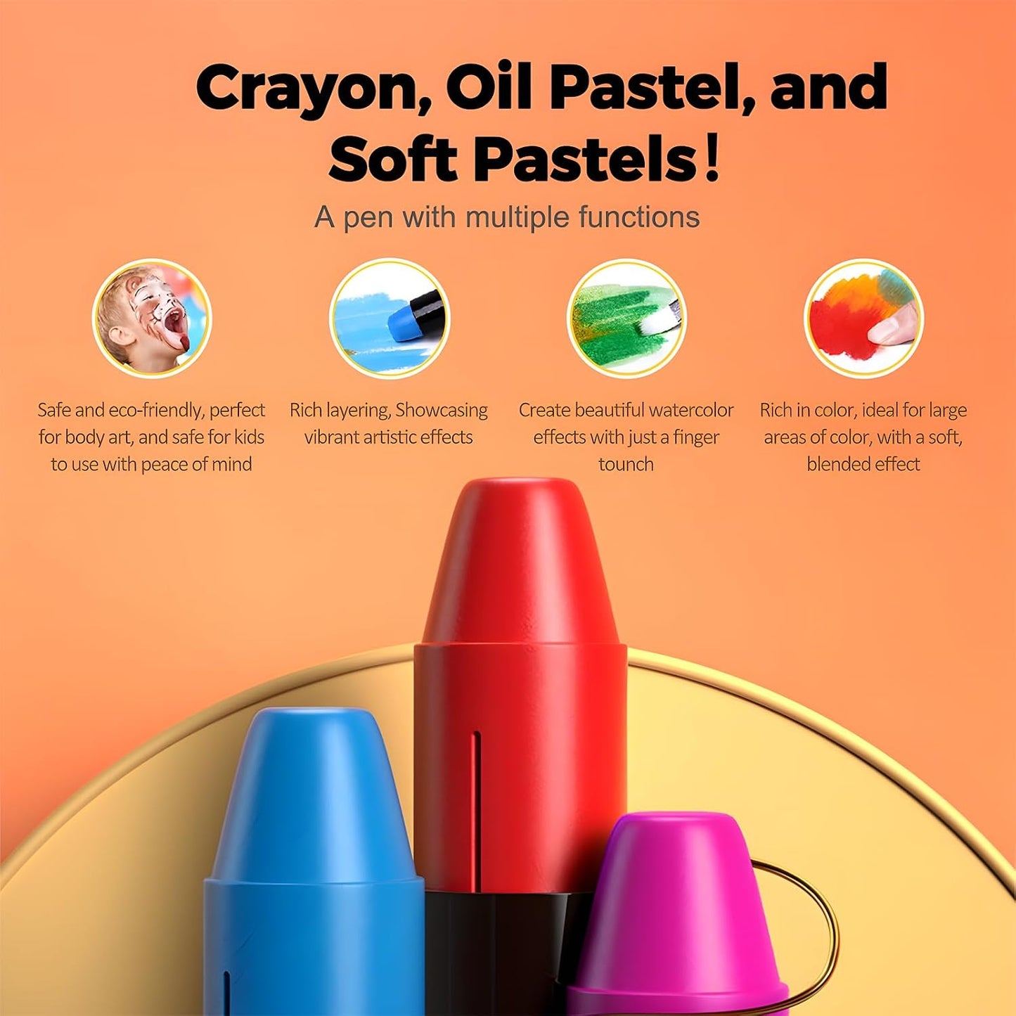Kids Mess-Free Twist Crayons | Non-Toxic Washable Easy-Grip Art Supplies