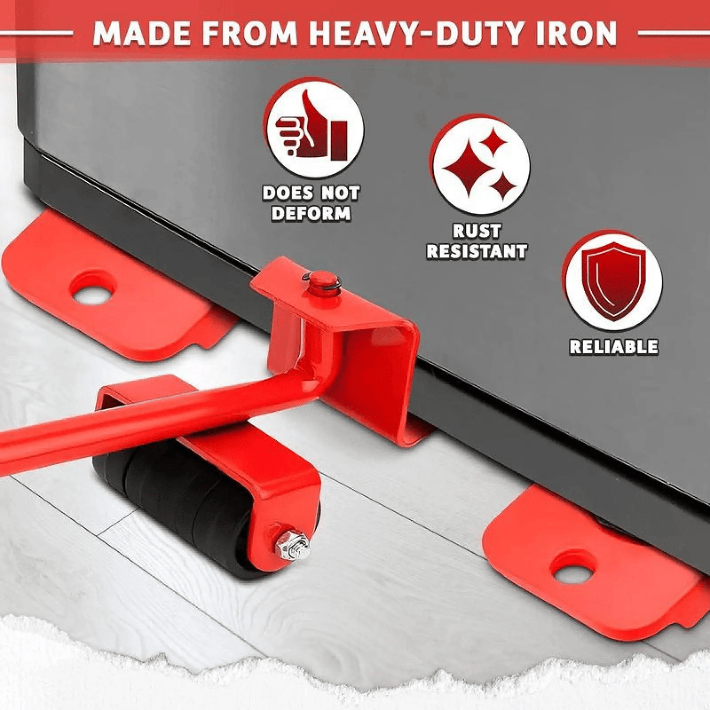 600 Lbs Furniture Moving Lifter Dolly with 360° Wheels for Heavy & Peel Stick Floors