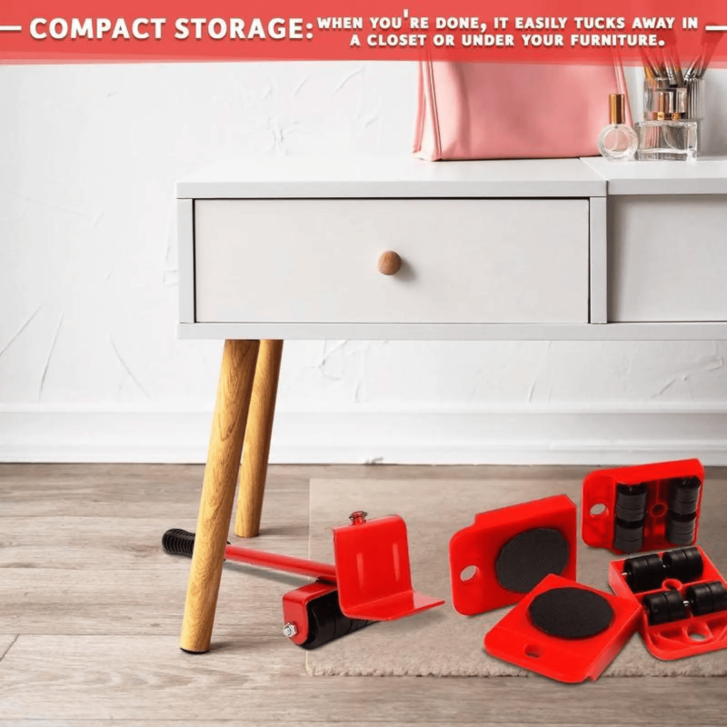 600 Lbs Furniture Moving Lifter Dolly with 360° Wheels for Heavy & Peel Stick Floors