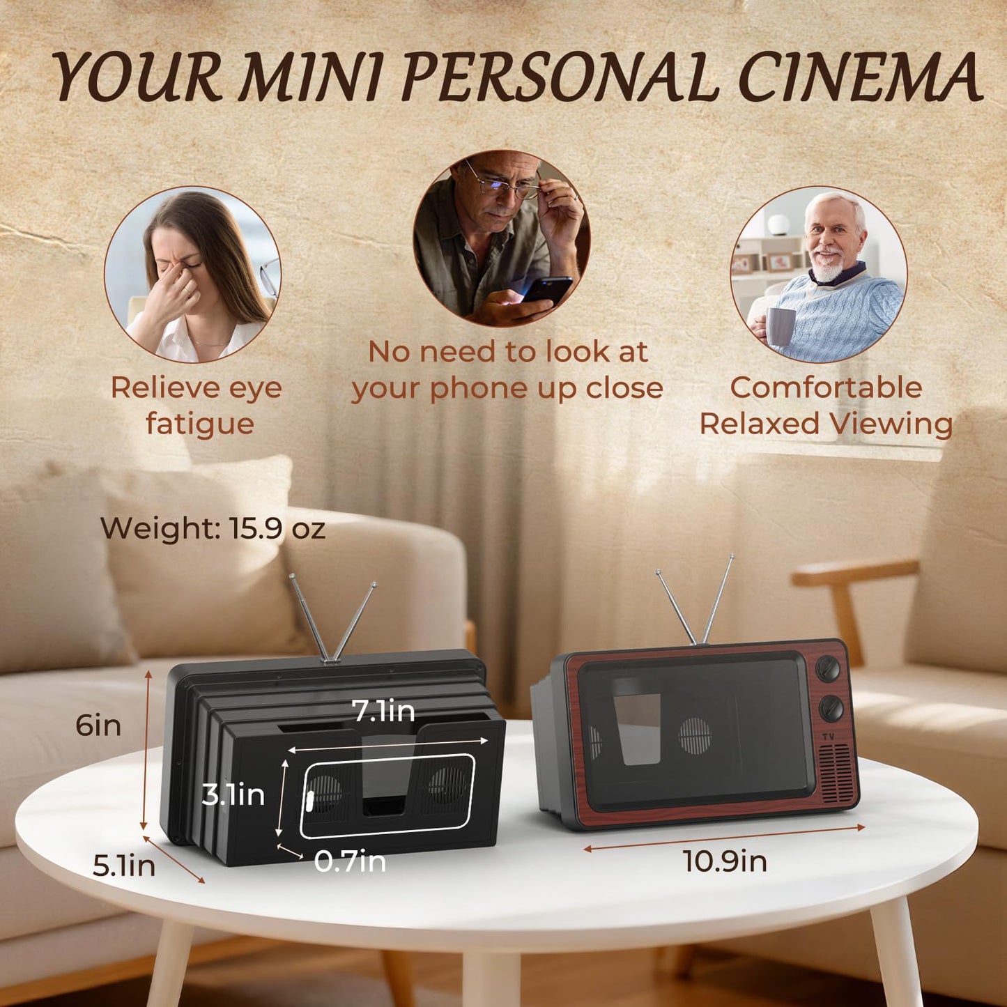 3D HD Foldable Retro Phone Screen Magnifier