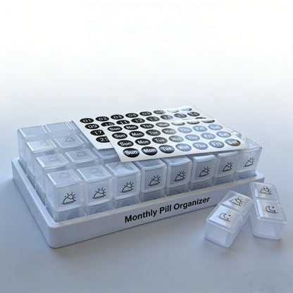 Monthly AM/PM Pill Box, Comes with Stickers