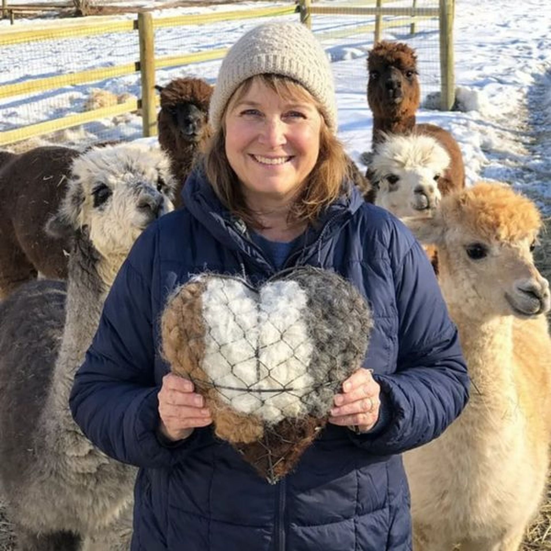 Handmade Natural Alpaca Fiber Bird Nesting Heart