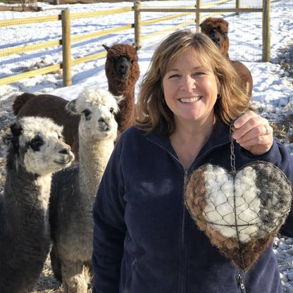 Handmade Natural Alpaca Fiber Bird Nesting Heart