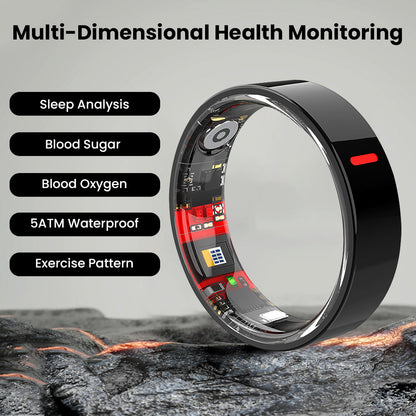 24/7 Health Tracking Smart Ring – Blood Sugar | BP | Sleep | SpO₂ | HRV 📊