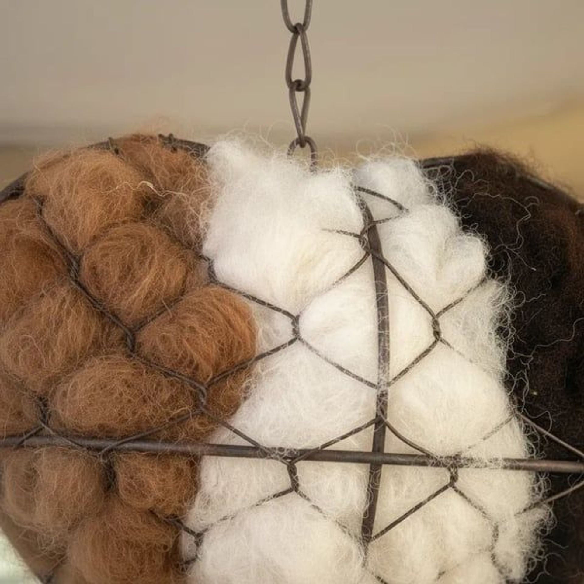 Handmade Natural Alpaca Fiber Bird Nesting Heart
