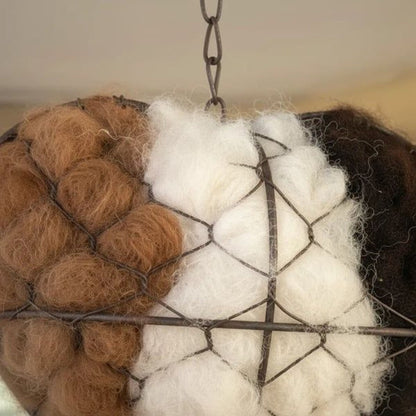 Handmade Natural Alpaca Fiber Bird Nesting Heart