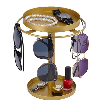 360° Rotating Sunglasses Organizer Stand — Eyewear Rack with Tray