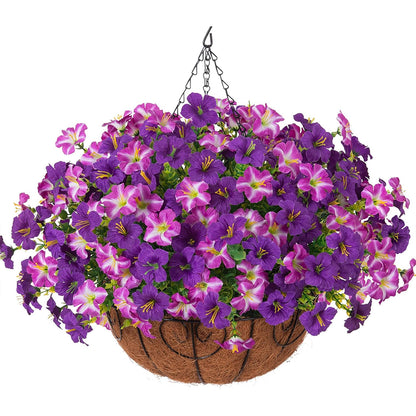 🌺 Realistic Artificial Petunia Hanging Basket