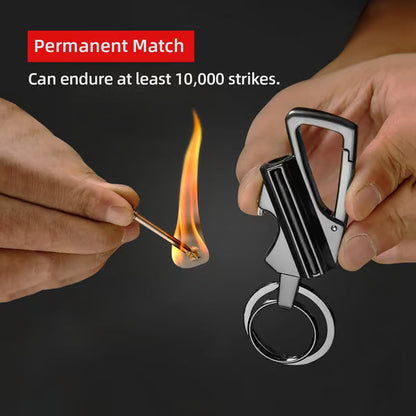 Multitool Keychain: Permanent Match Infinity Lighter & Bottle Opener