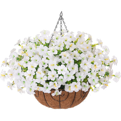 🌺 Realistic Artificial Petunia Hanging Basket