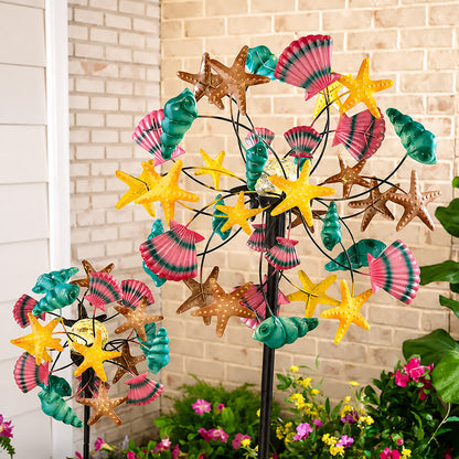 Colorful Metal Garden Wind Spinner Stake