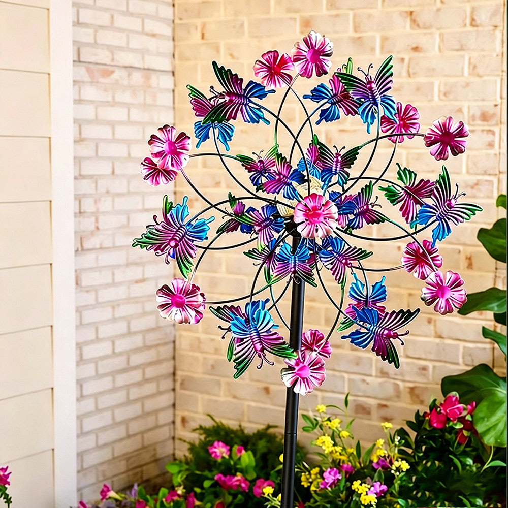 Colorful Metal Garden Wind Spinner Stake