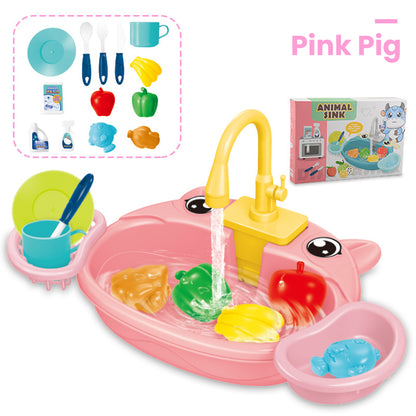 Kids Electric Dishwasher Sink Toy – Water Circulation Pretend Play Set