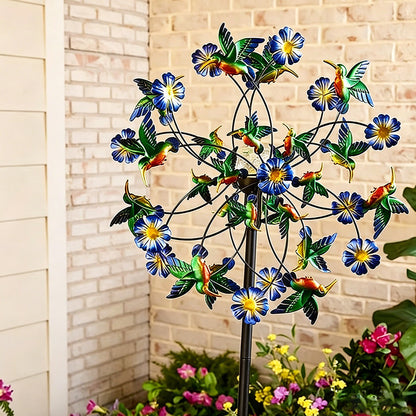 Colorful Metal Garden Wind Spinner Stake