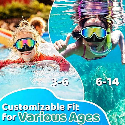 🏊‍♀️HD children's large frame waterproof and anti-fog swimming goggles