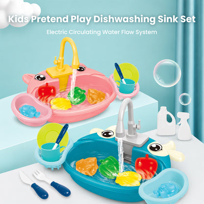 Kids Electric Dishwasher Sink Toy – Water Circulation Pretend Play Set