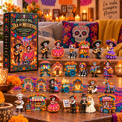 💀 Pueblo del Dia de Muertos 2026 – 24-Day Day of the Dead Collectible Countdown Calendar with 24 Unique Miniatures
