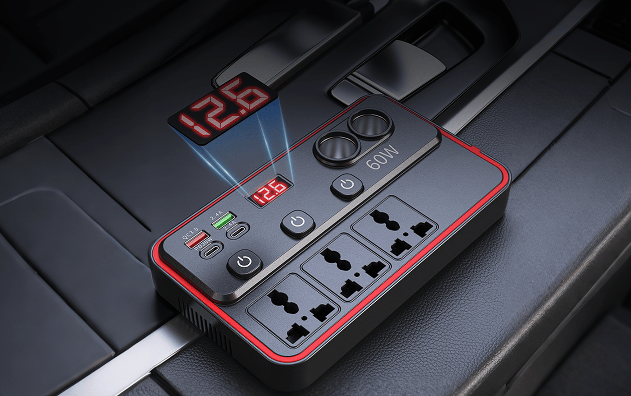 Multifunctional Car Charger With AC Outlets & USB