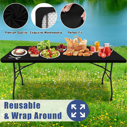 ✨ Stretch Fabric Table Cover | Elastic Edged, Waterproof & Reusable