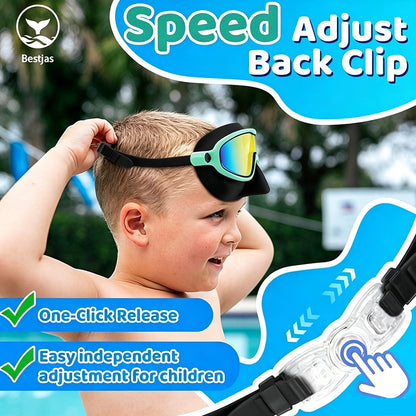 🏊‍♀️HD children's large frame waterproof and anti-fog swimming goggles
