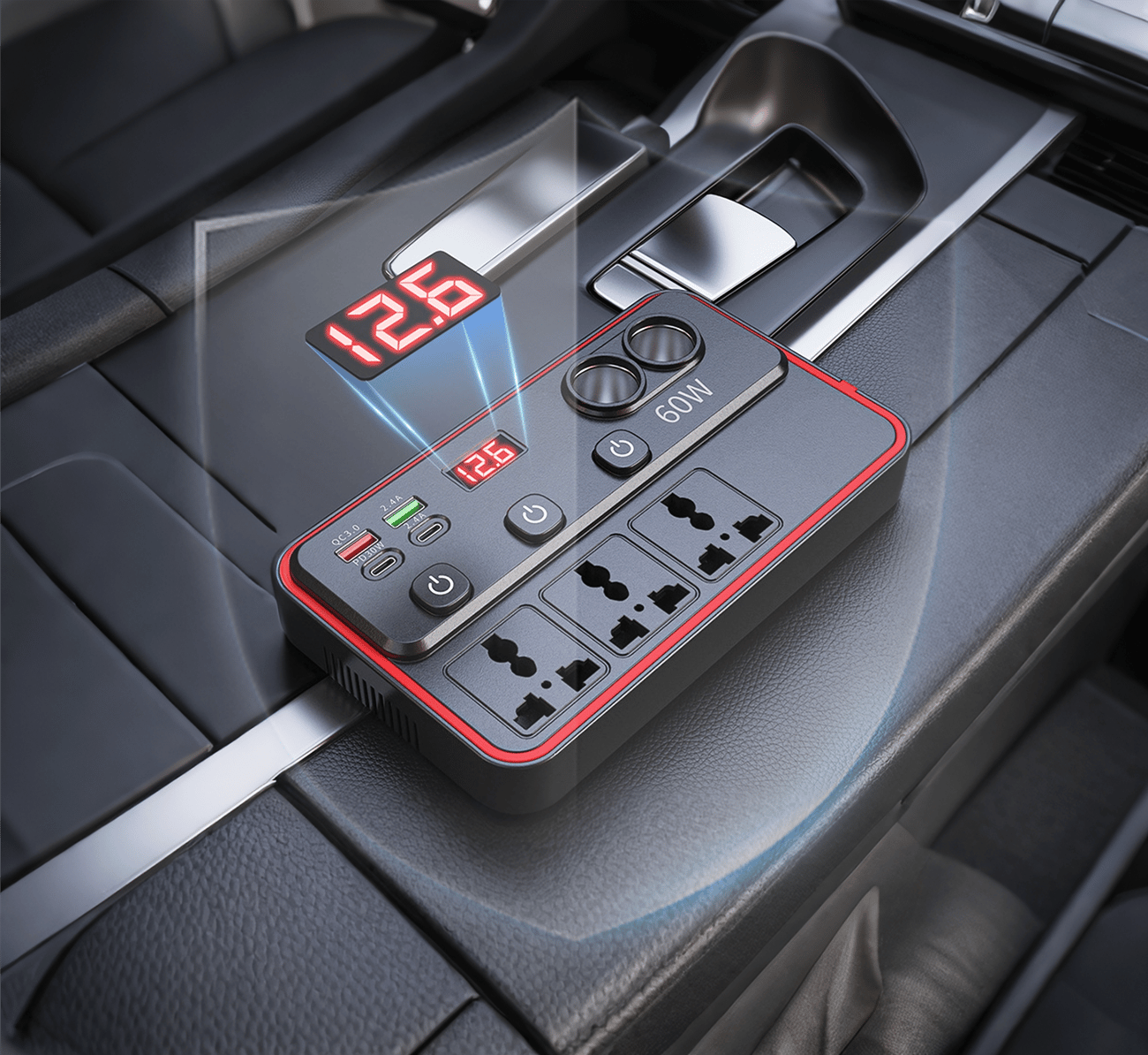 Multifunctional Car Charger With AC Outlets & USB