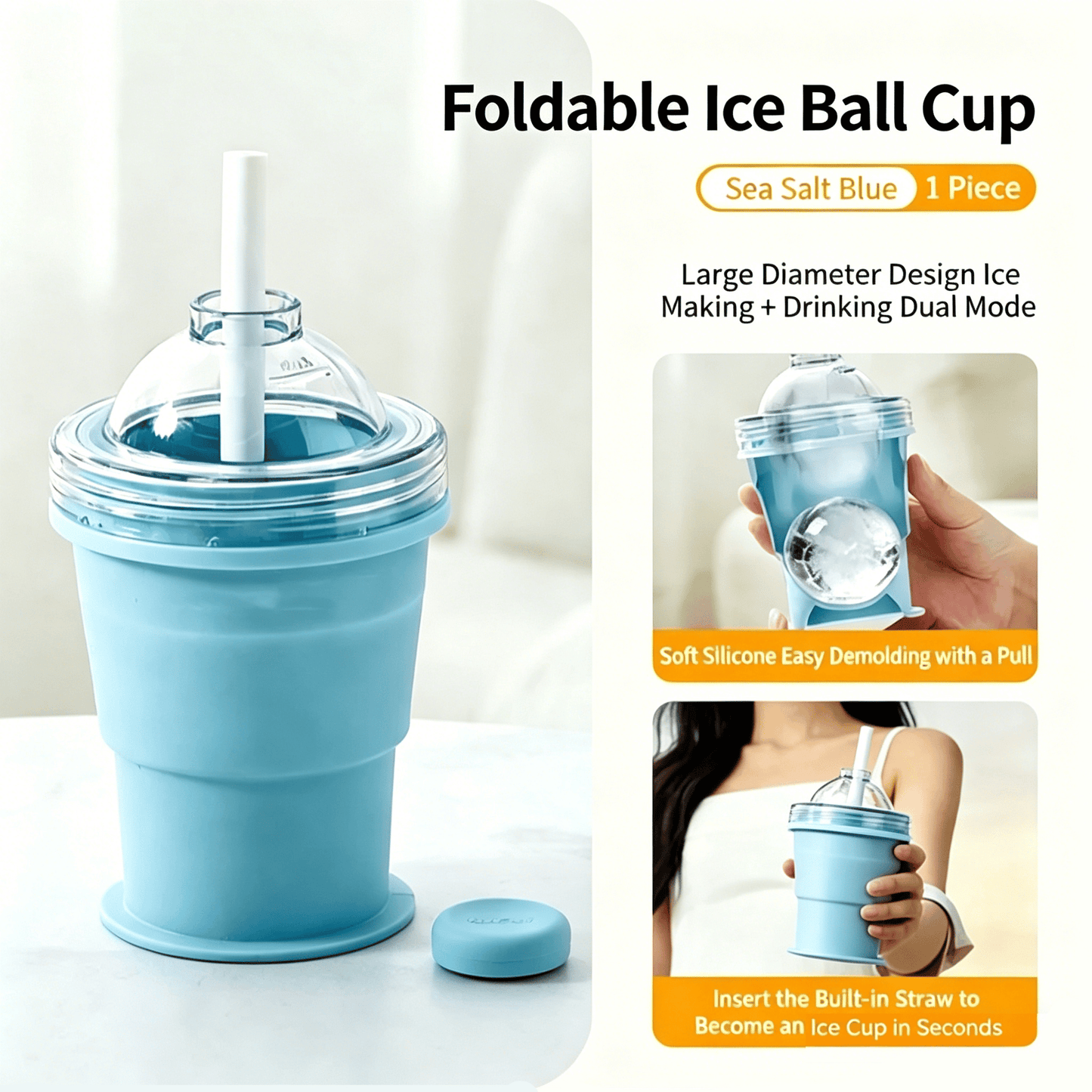 Collapsible Silicone Ice Ball Drinking Cup