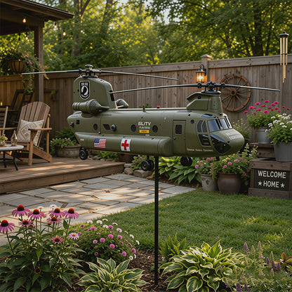 UH-1 Huey Veteran Memorial Metal Wind Spinner for Garden & Lawn