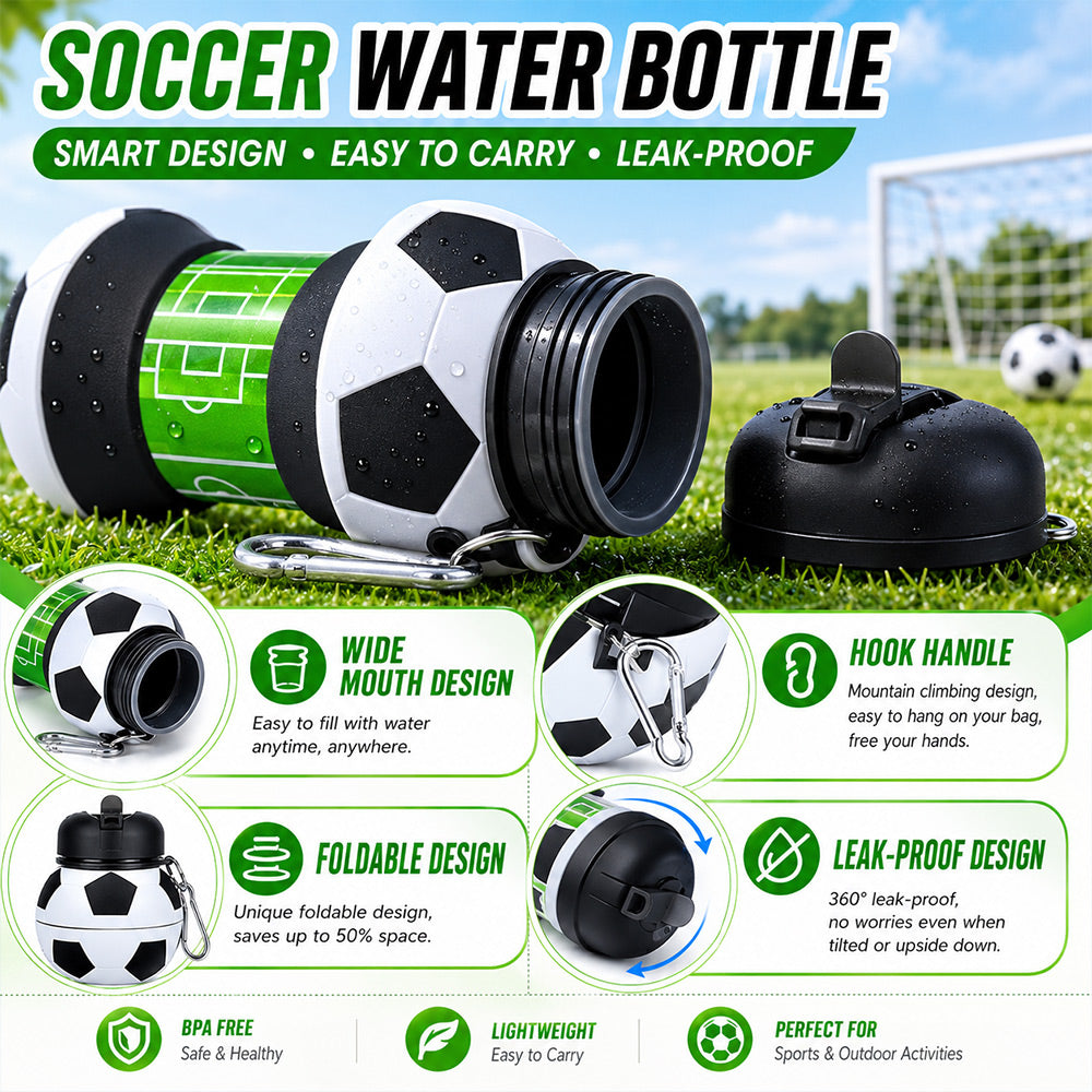 Collapsible Soccer Water Bottle for Kids