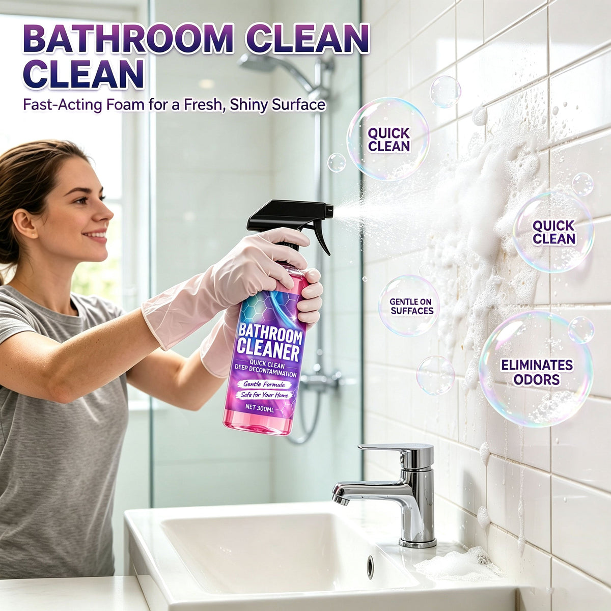 ✨30-Second Bathroom Cleaner Spray, Instant Stain Removal