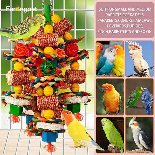 Bird Toys Natural Corn Cob and Loofah Chew Toys