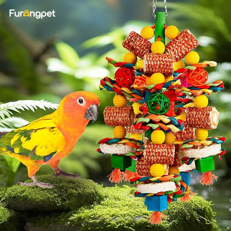 Bird Toys Natural Corn Cob and Loofah Chew Toys