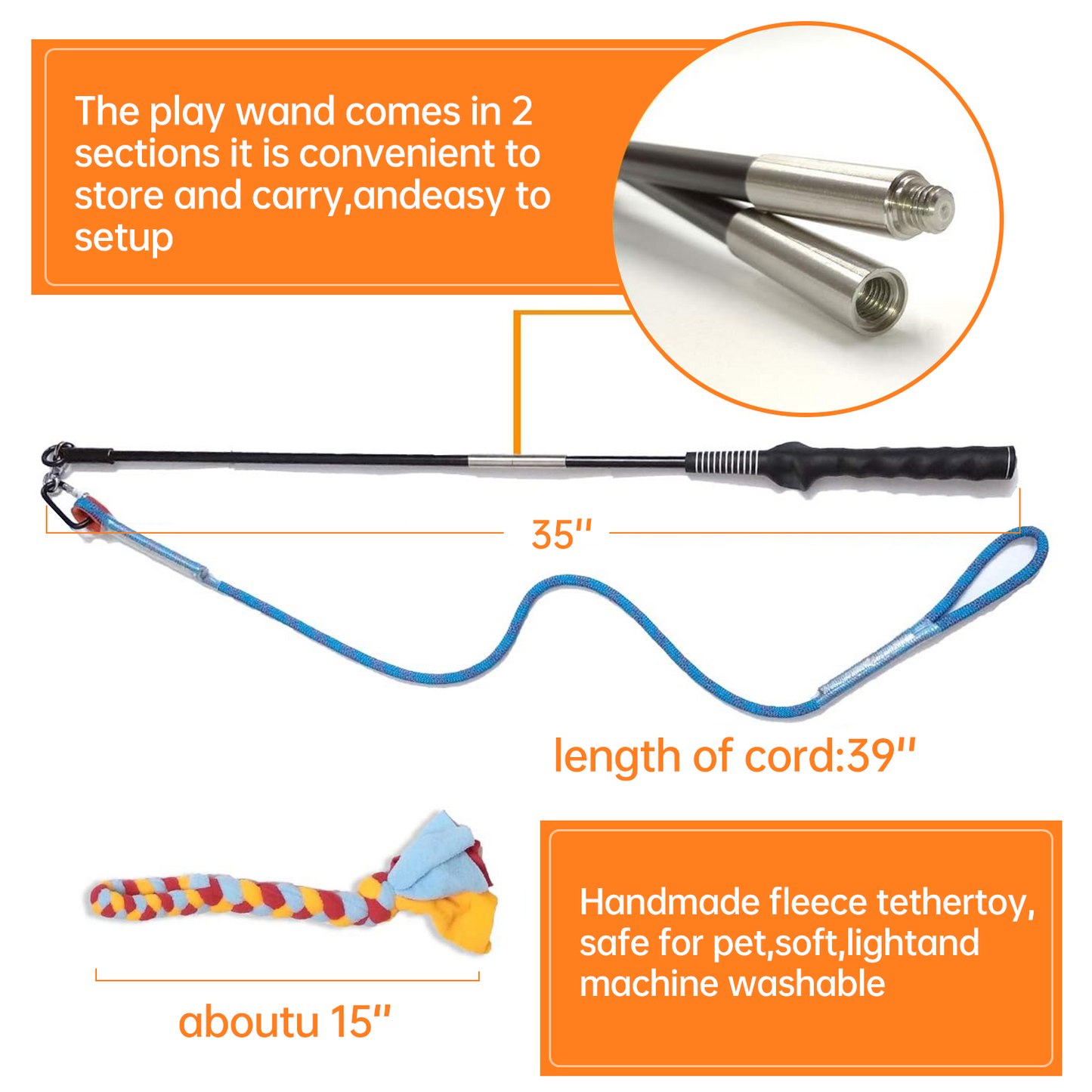 Furongpet™ Dog Flirt Pole for Chase & Tug Play