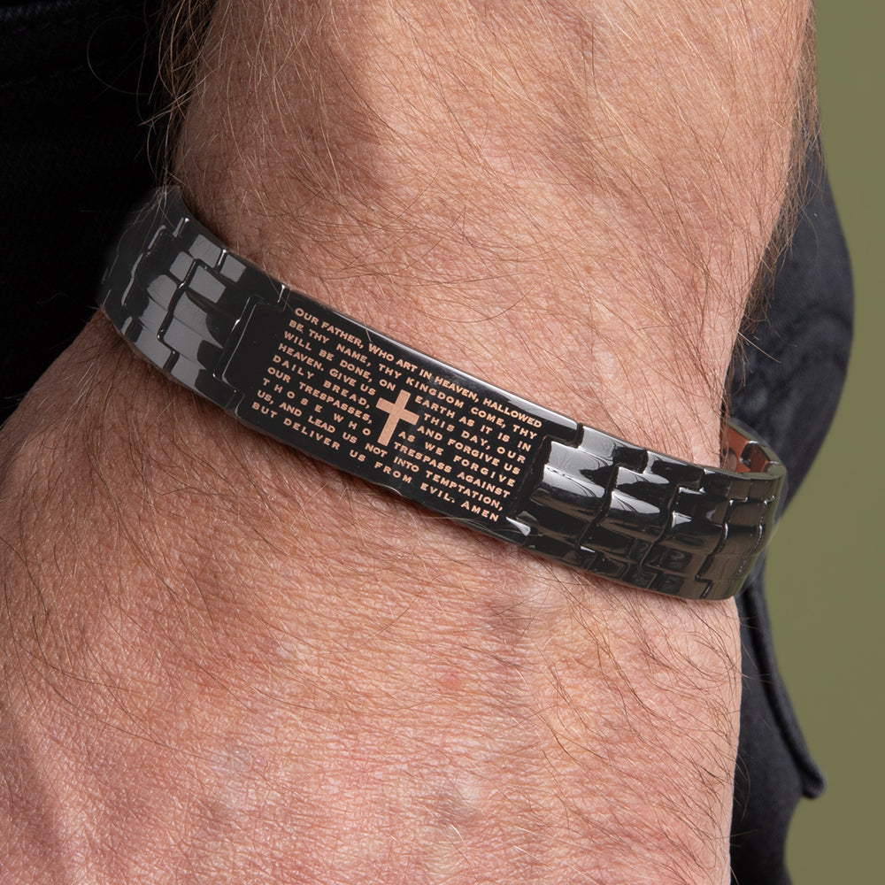 Lord's Prayer Engraved Magnetic Bracelet