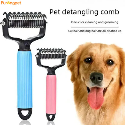 Double-Sided Dog Detangling & Deshedding Comb for Matted Hair