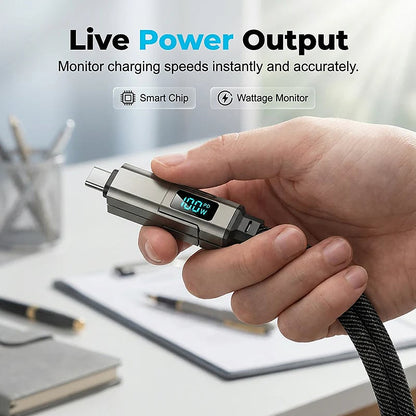 4-in-1 Digital Display Keychain Cable | Fast Charge, Compact
