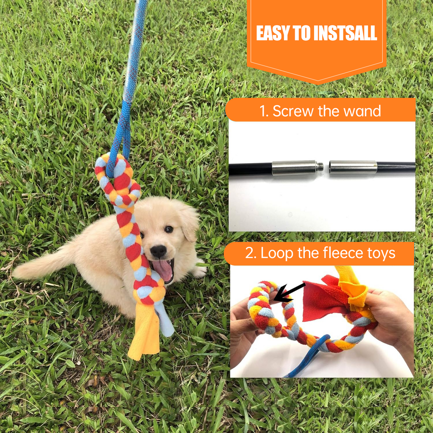 Furongpet™ Dog Flirt Pole for Chase & Tug Play