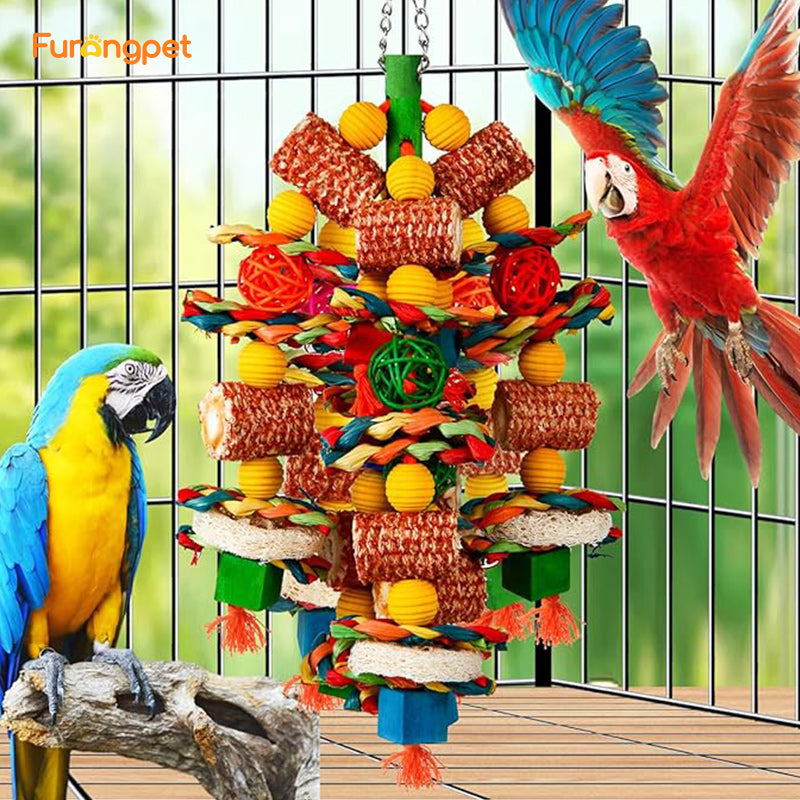 Bird Toys Natural Corn Cob and Loofah Chew Toys