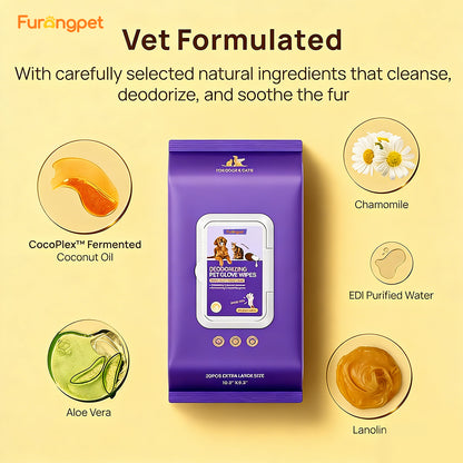 Hypoallergenic Grooming Gloves for Dogs Cats Deodorizing Hydrating Care