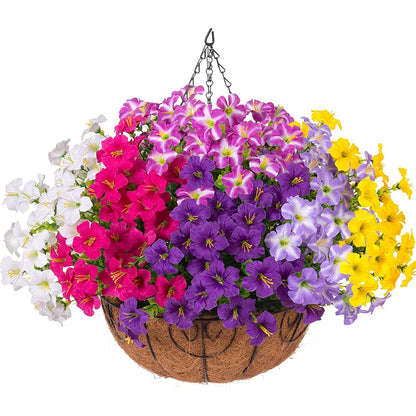 🌺 Realistic Artificial Petunia Hanging Basket