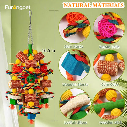 Bird Toys Natural Corn Cob and Loofah Chew Toys