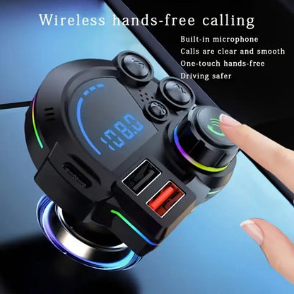 20W PD Car Charger & Bluetooth 5.3 FM Transmitter – Bass Booster & RGB Light – Wireless MP3 Radio Adapter