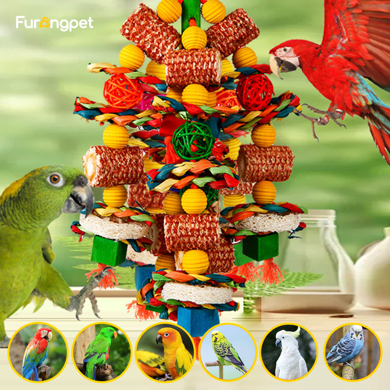 Bird Toys Natural Corn Cob and Loofah Chew Toys