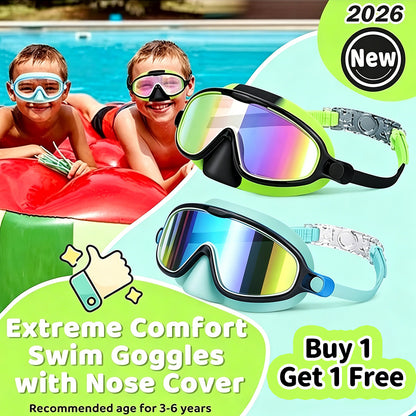🏊‍♀️HD children's large frame waterproof and anti-fog swimming goggles