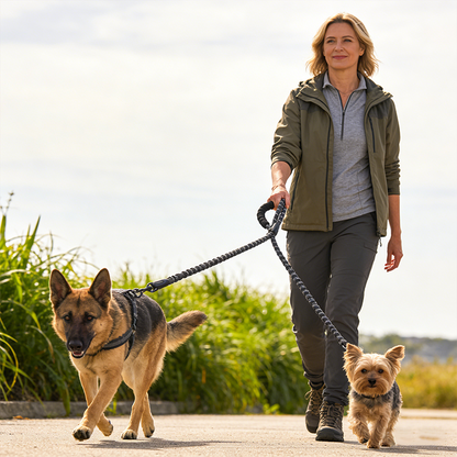Dual Dog Leash – Shock‑Absorbing & No‑Tangle