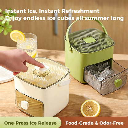 One-Press Ice Cube Tray with Storage Bin